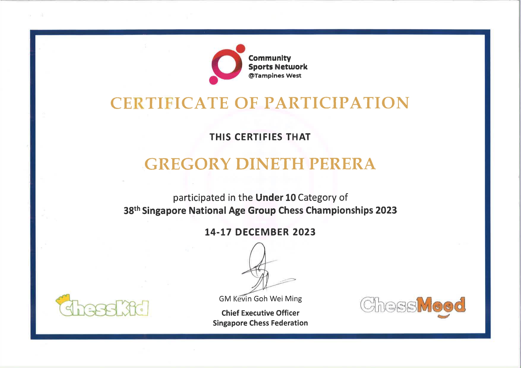 Chess Certificate